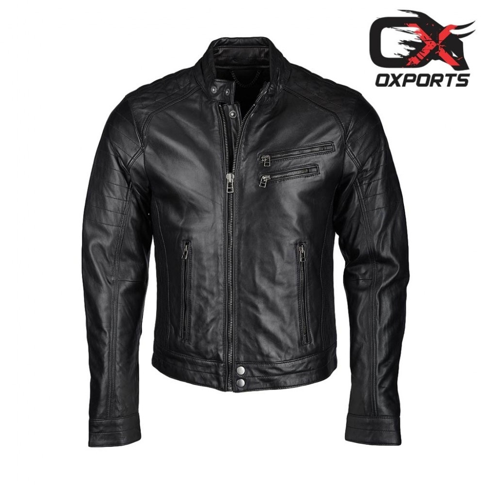 Bergen Black Biker Leather Jacket