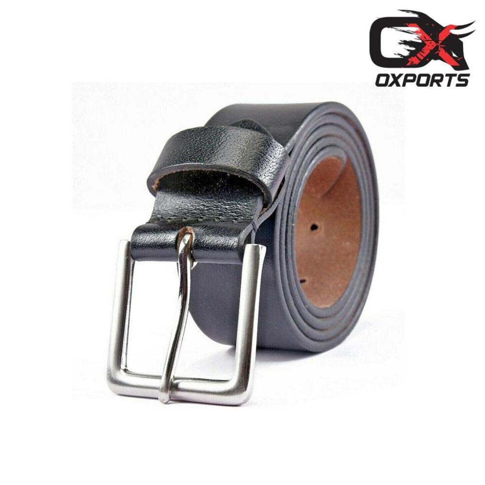 Oxports Black Genuine Leather Jeans Belt
