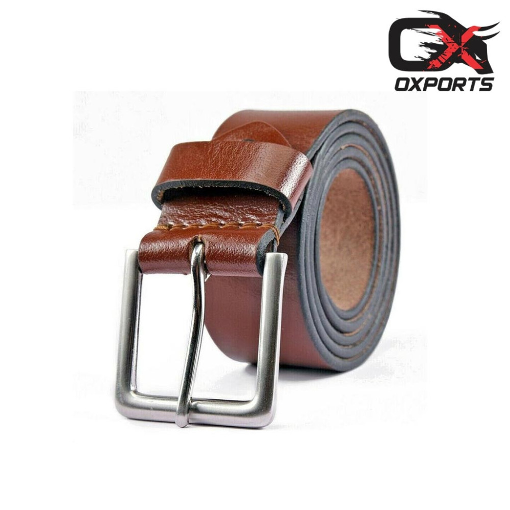 Oxports Brown Genuine Leather Jeans Belt