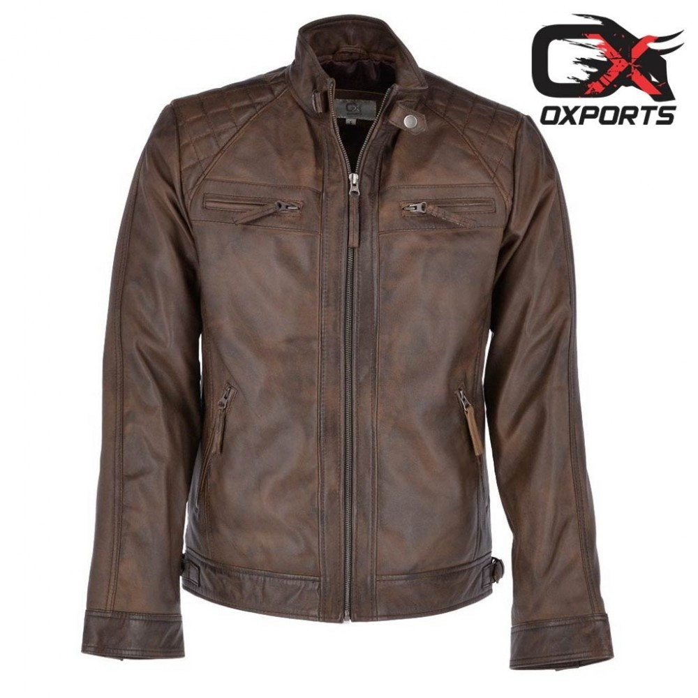 Copenhagen Brown Biker Leather Jacket