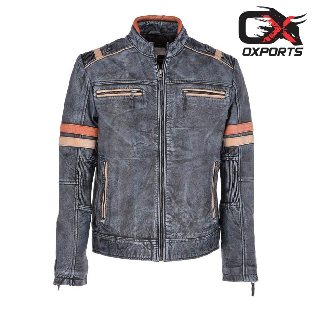 Rovaniemi Biker Black & Red Vintage Leather Jacket