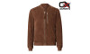 Savannah Brown Suede Leather Bomber Jacket