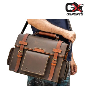 Leather Messenger Laptop Bag