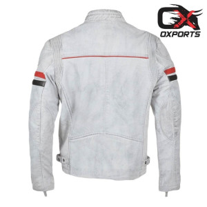 Cologne White Biker Leather Jacket