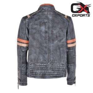 Rovaniemi Biker Black & Red Vintage Leather Jacket
