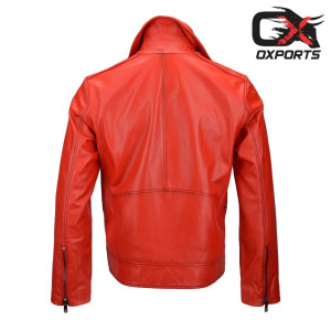 Tallinn Red Biker Leather Jacket