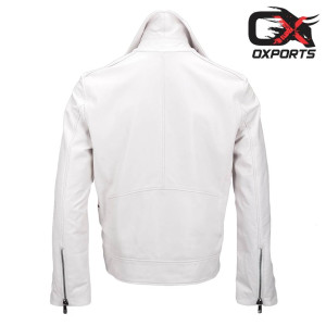 Tallinn White Biker Leather Jacket